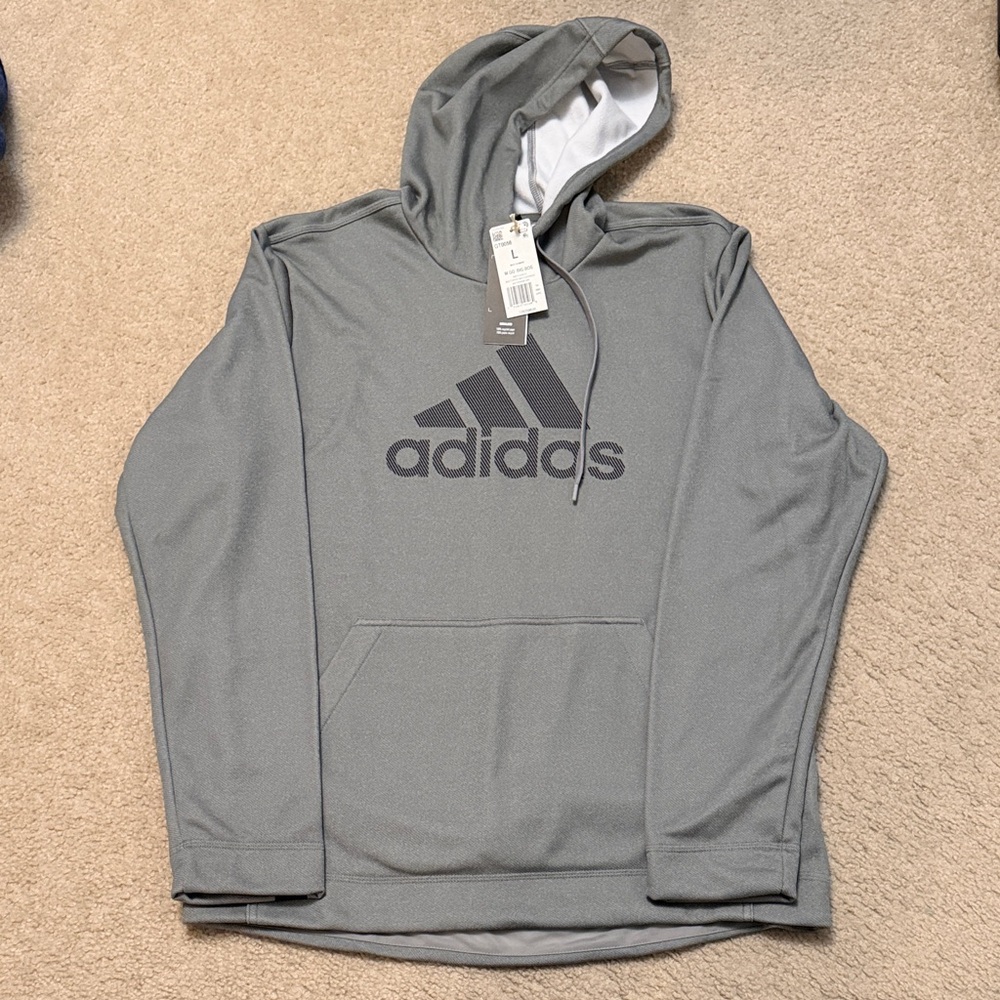 Adidas Men's Gray Hoodie with Logo